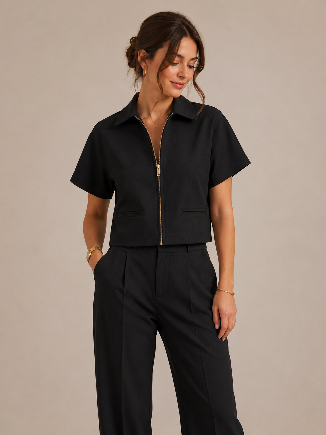Women's Cropped Bomber Jacket for Spring and Summer Wear