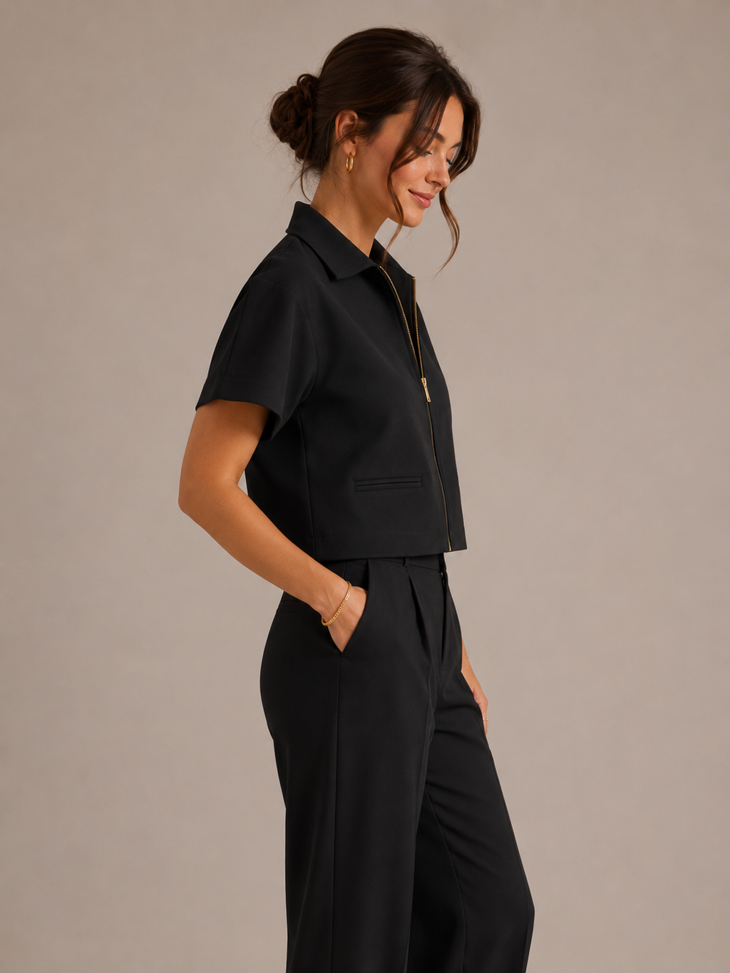 Women's Cropped Bomber Jacket for Spring and Summer Wear
