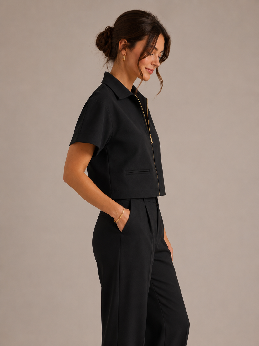 Women's Cropped Bomber Jacket for Spring and Summer Wear