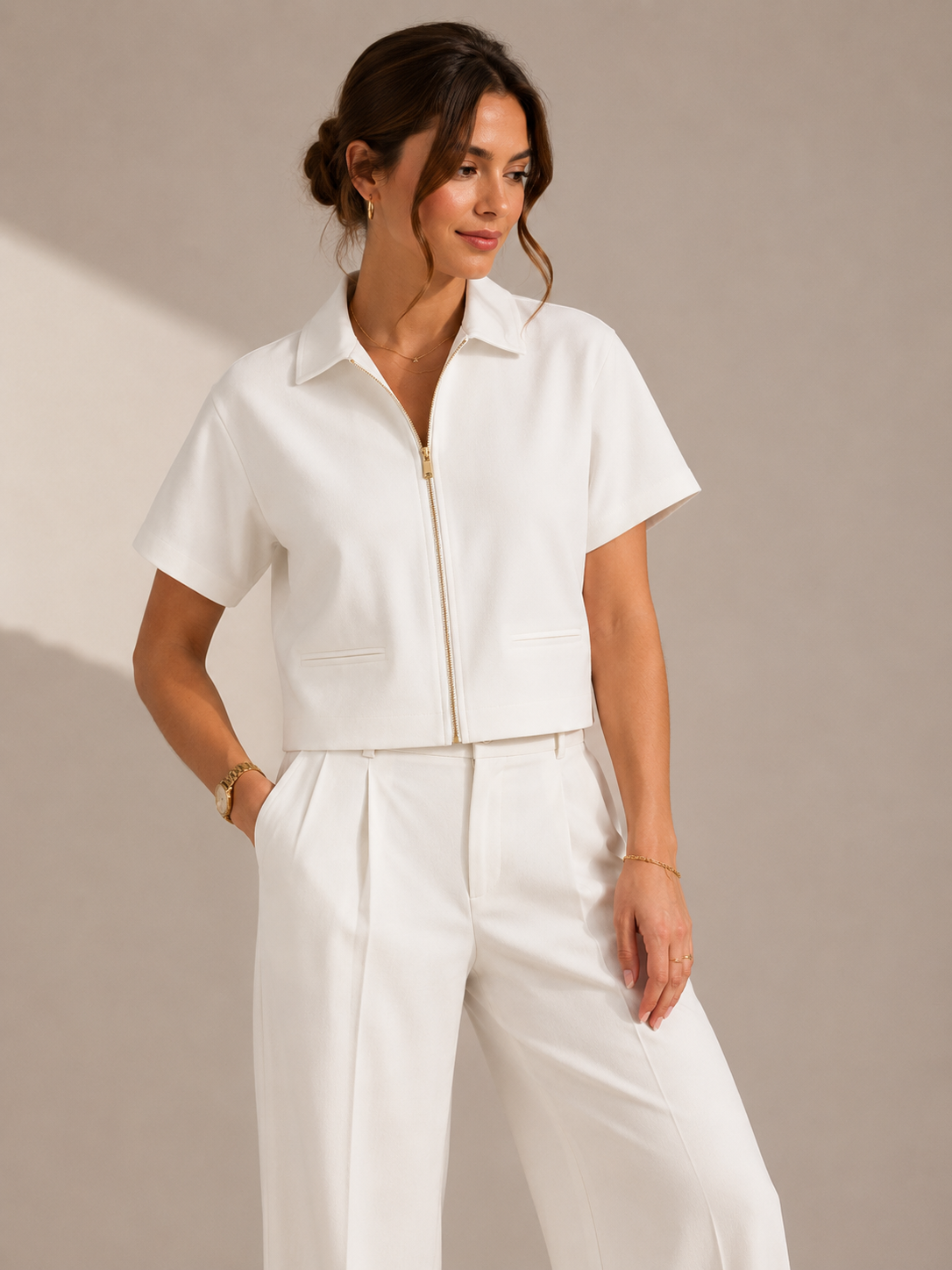 Women's Cropped Bomber Jacket for Spring and Summer Wear