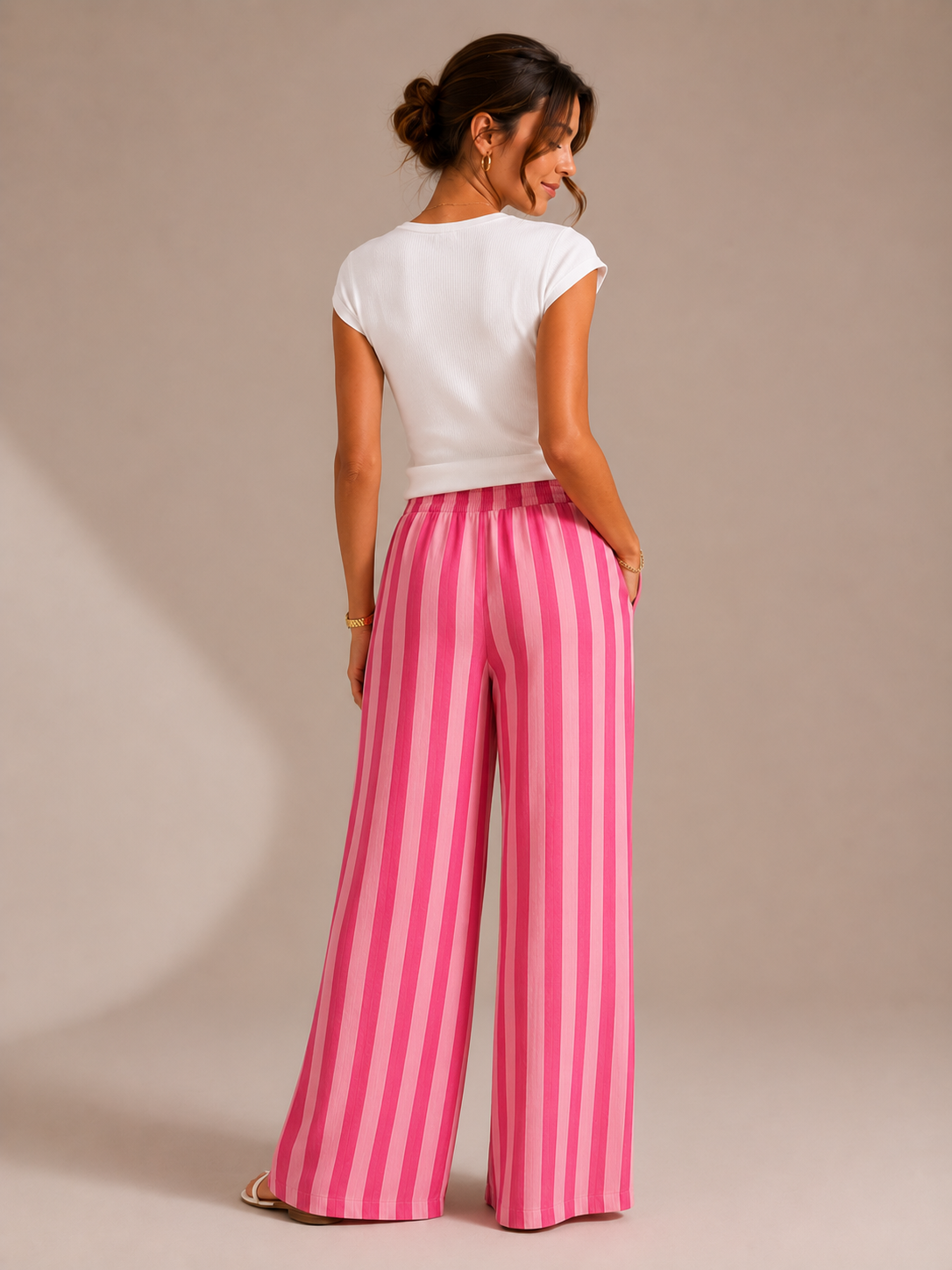 Women's Striped Wide Leg Beach Pants