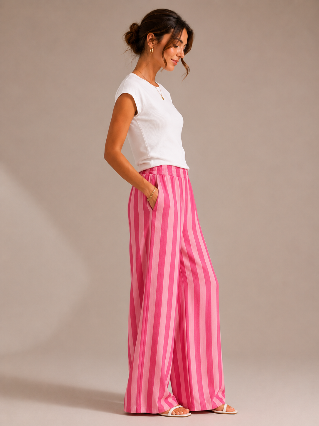 Women's Striped Wide Leg Beach Pants