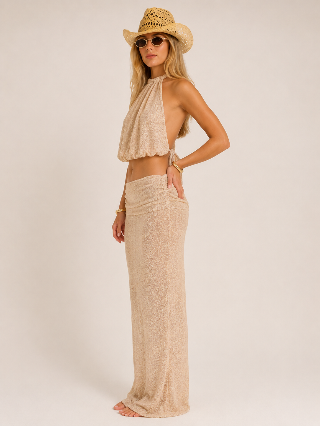 Women's Elegant Halter Co Ord Set for Holidays and Resorts