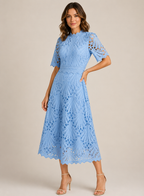 Women's Refined Lace Midi Dress Timeless Elegance