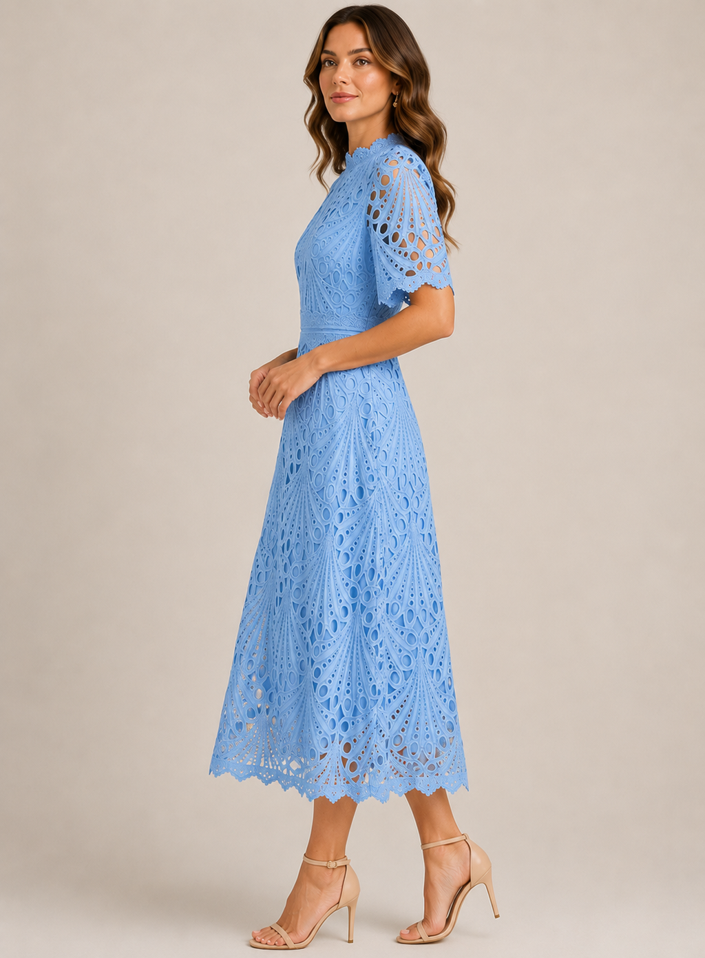 Women's Refined Lace Midi Dress Timeless Elegance