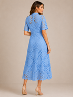 Women's Refined Lace Midi Dress Timeless Elegance