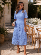 Women's Refined Lace Midi Dress Timeless Elegance