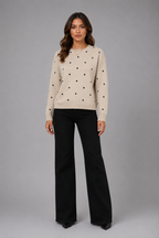 Women's Polka Dot Sweater – Soft Crew Neck Knit