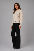 Women's Polka Dot Sweater – Soft Crew Neck Knit