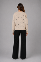 Women's Polka Dot Sweater – Soft Crew Neck Knit