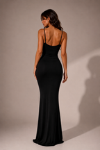 Women's Deep V Neck Bodycon Maxi Dress