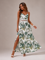 Women's Floral Print Maxi Dress with Spaghetti Straps