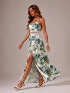 Women's Floral Print Maxi Dress with Spaghetti Straps