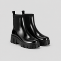 Women's Black Gloss Ankle Chelsea Wellington Boots