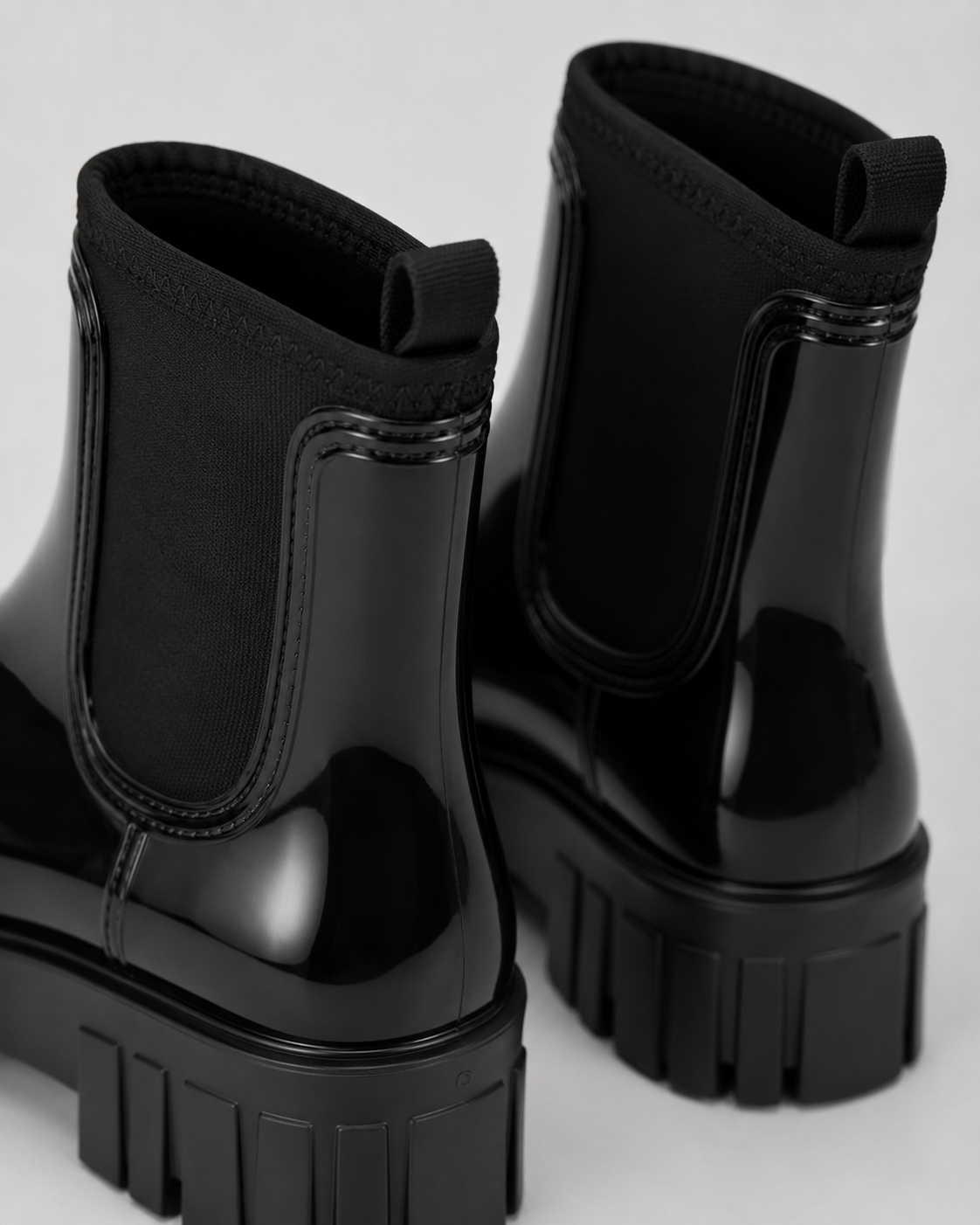 Women's Black Gloss Ankle Chelsea Wellington Boots