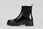 Women's Black Gloss Ankle Chelsea Wellington Boots