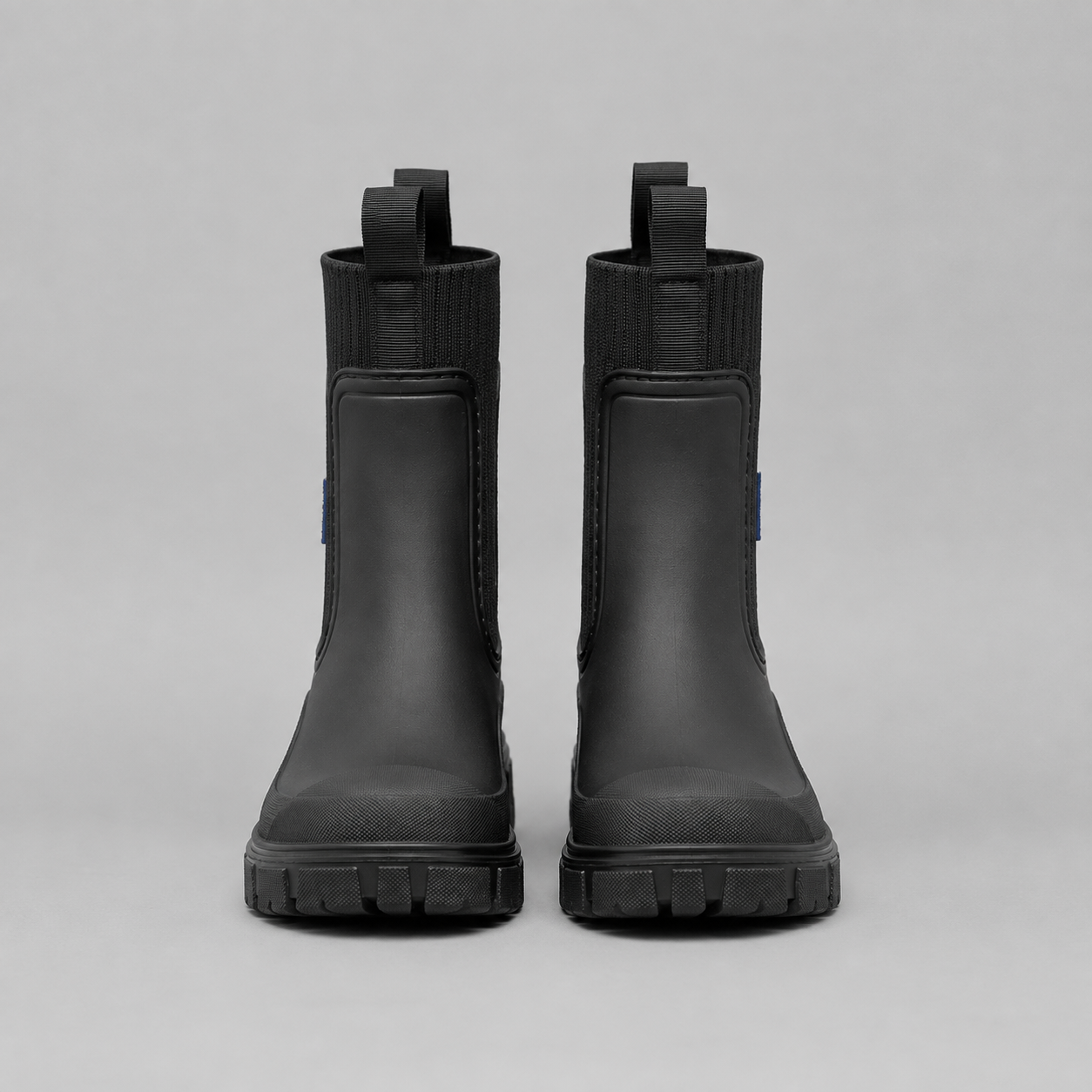 Women's Black Matte Ankle Chelsea Wellington Rain Boots