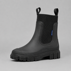 Women's Black Matte Ankle Chelsea Wellington Rain Boots