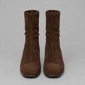 Women's Brown Suede Slouch Block Heel Ankle Boots