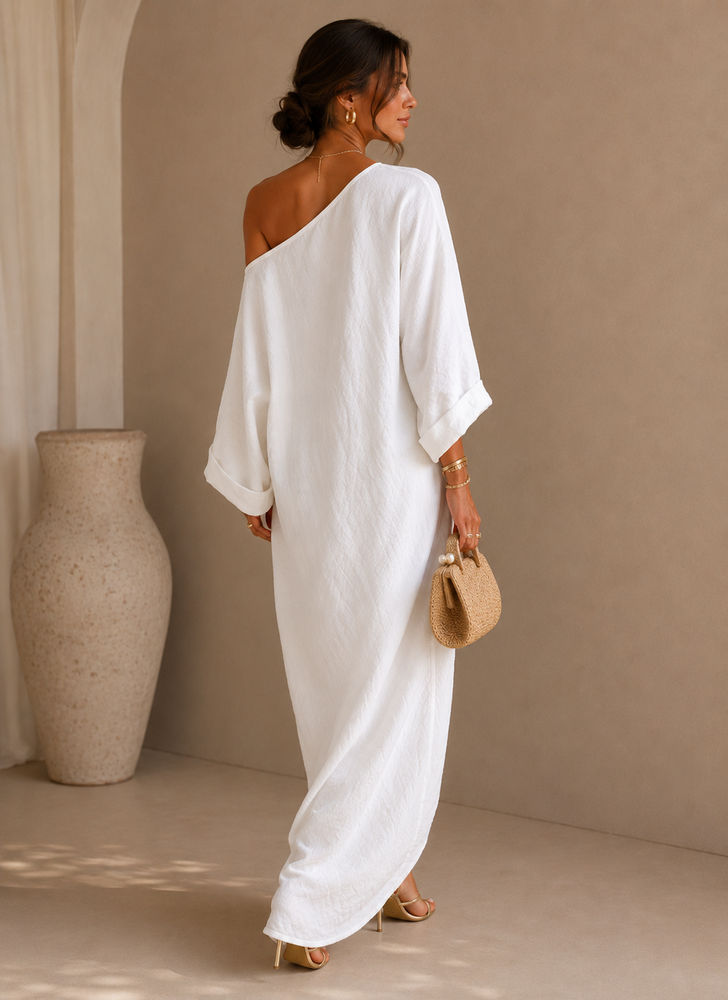 Women's Elegant Asymmetrical Maxi Dress with Flowy Silhouette