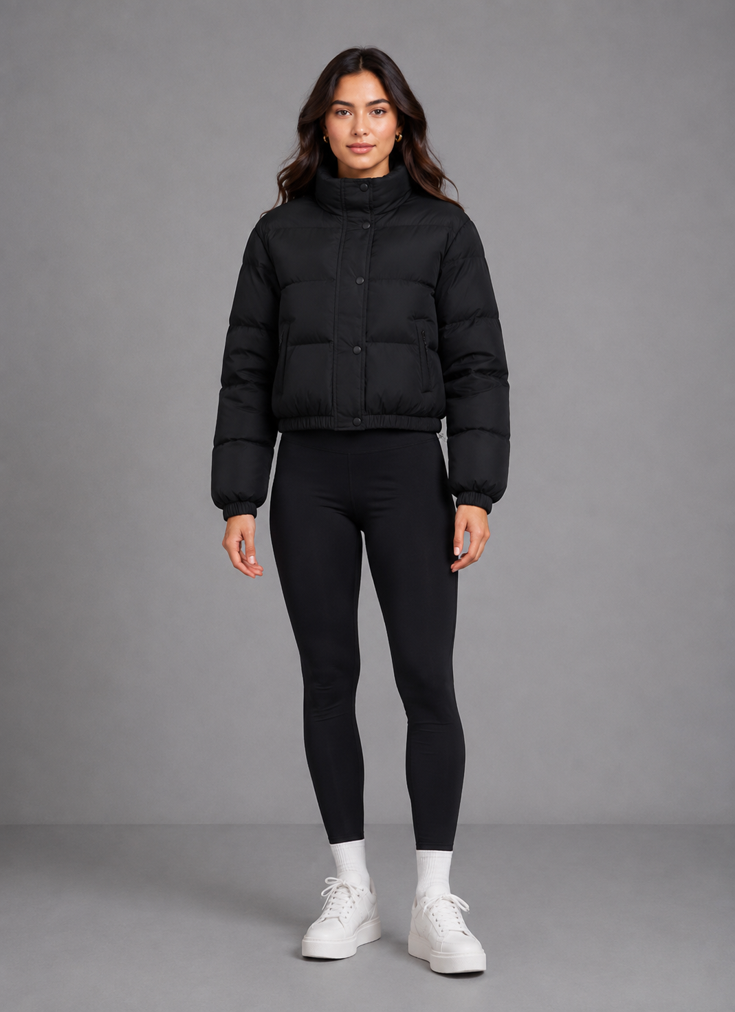 Women's Padded Quilted Cropped Bomber Jacket