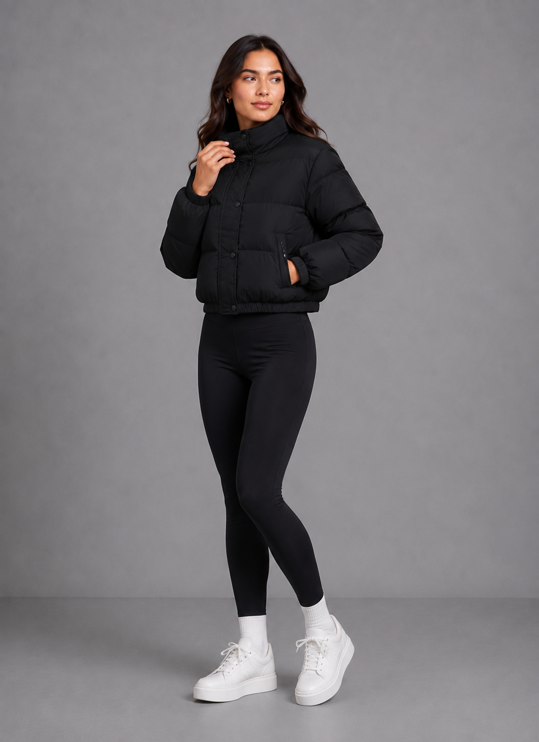 Women's Padded Quilted Cropped Bomber Jacket