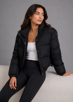 Women's Padded Quilted Cropped Bomber Jacket