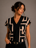 Women's Geometric Print Top Casual Chic Wear