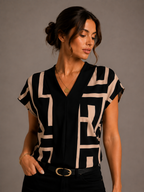 Women's Geometric Print Top Casual Chic Wear