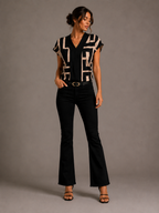 Women's Geometric Print Top Casual Chic Wear