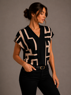 Women's Geometric Print Top Casual Chic Wear