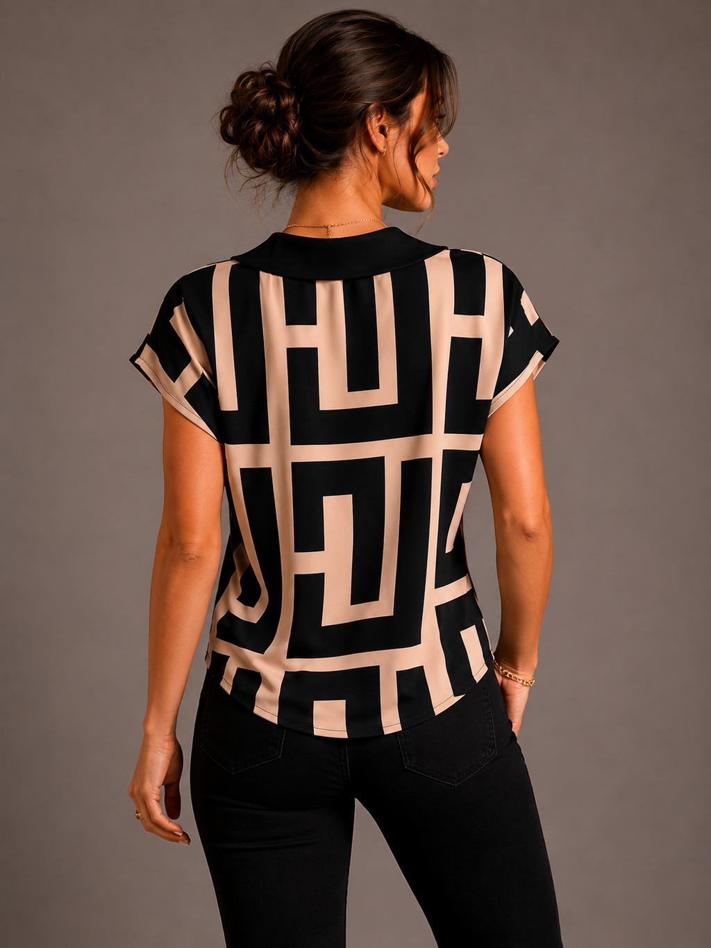 Women's Geometric Print Top Casual Chic Wear