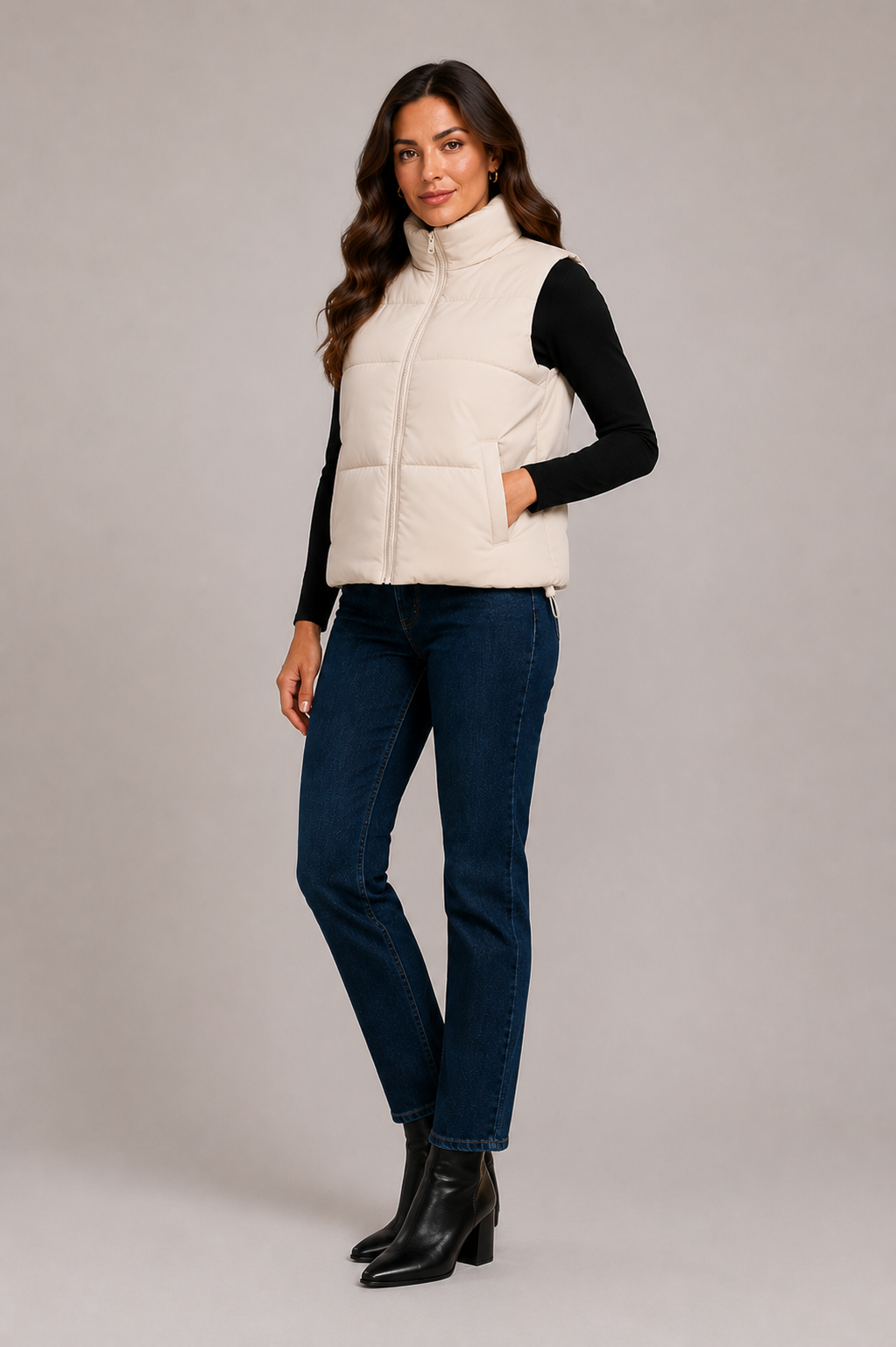 Women's Padded Gilet – Quilted Gilet with High Collar