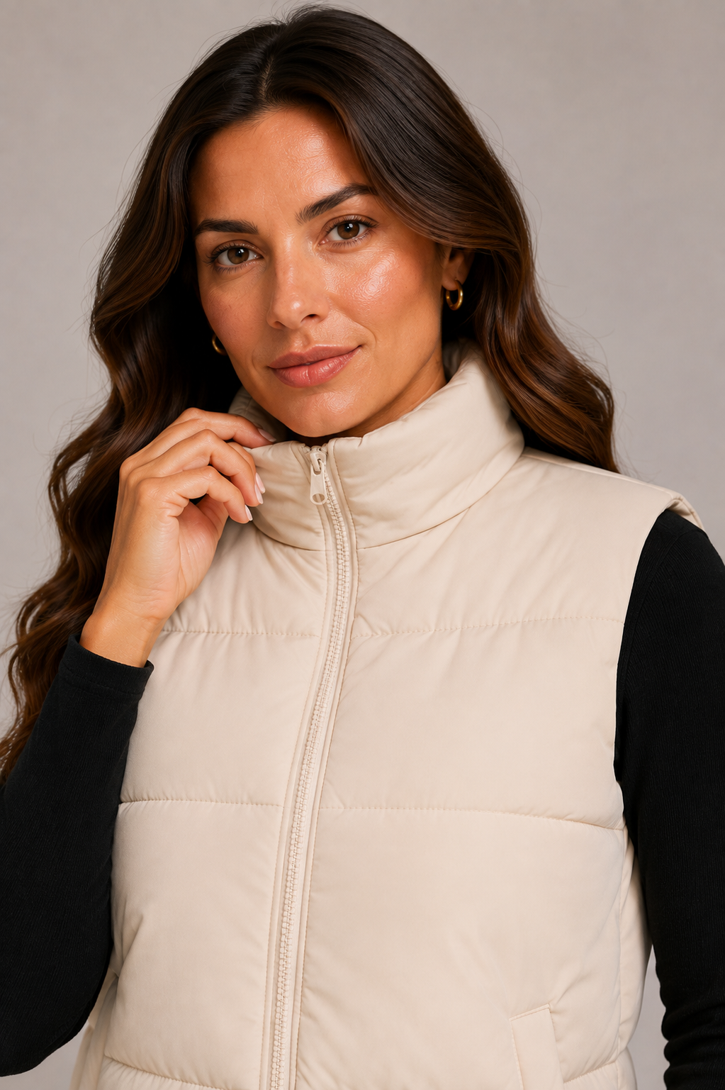 Women's Padded Gilet – Quilted Gilet with High Collar