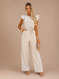 Women's Belted Wide Leg Jumpsuit with Flattering Silhouette