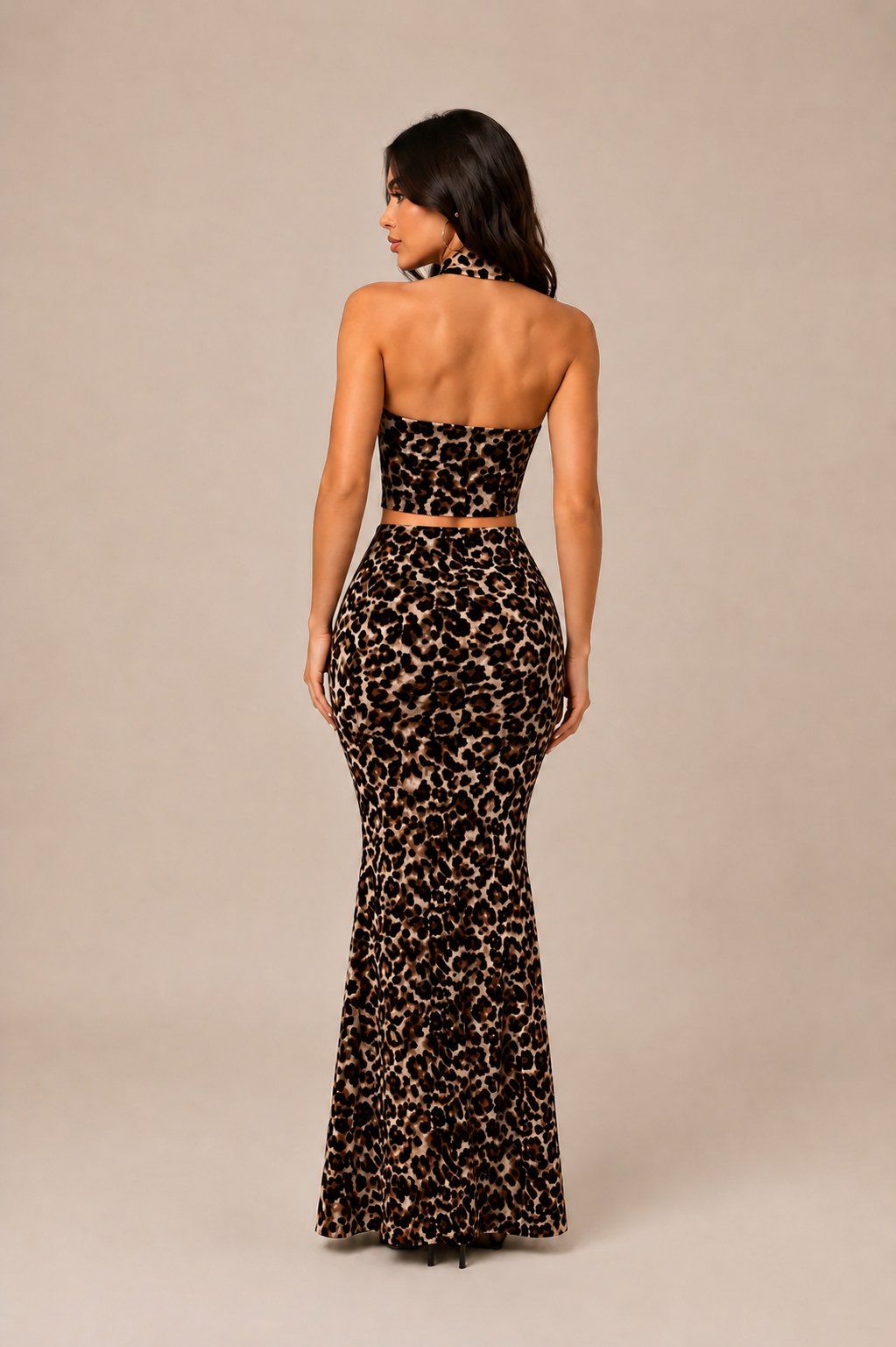 Women's Elegant Halterneck Co-Ord Set with Maxi Skirt