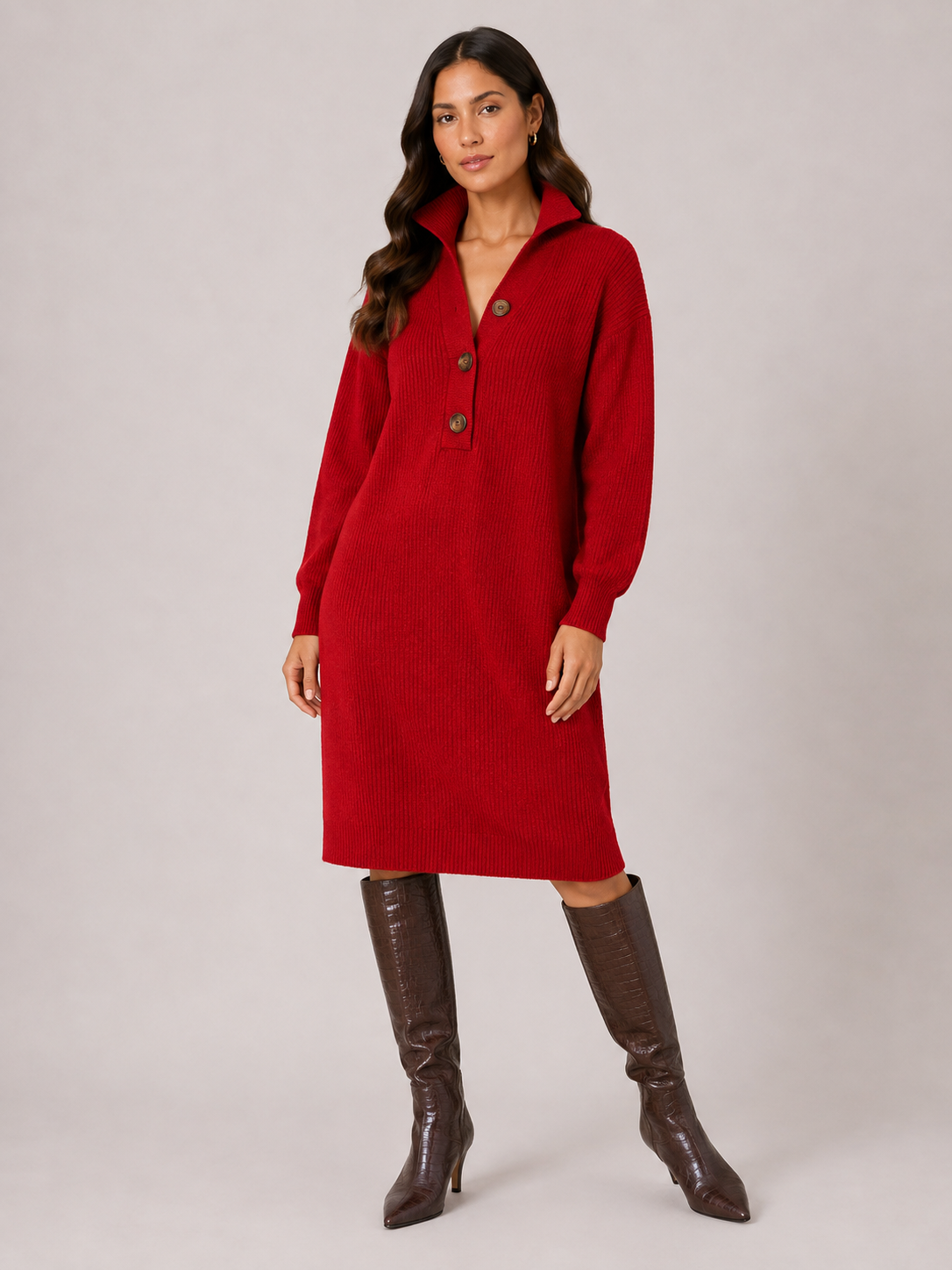 Women's Knitted Midi Jumper Dress