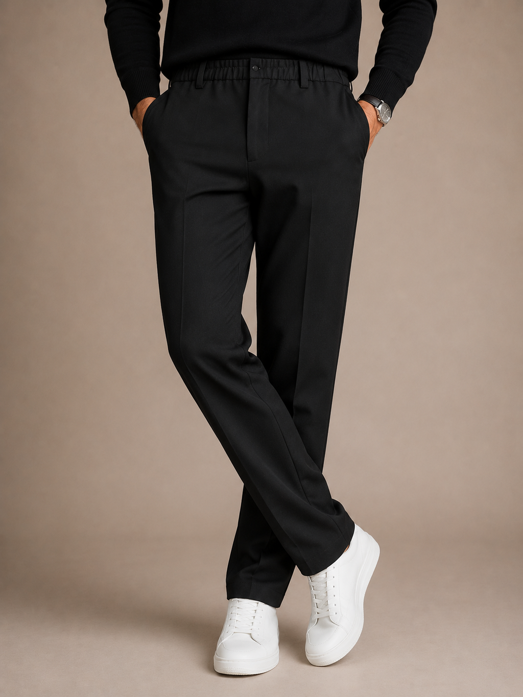 Men's Minimalist Straight Leg Trousers Elegant Casual Outfit