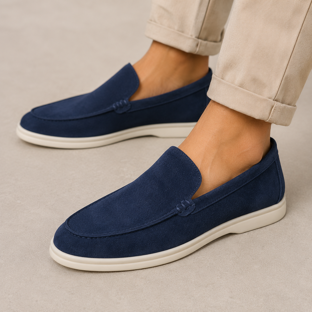Men’s Signature Suede Driving Loafers Classic Pebble-Grip Moccasins