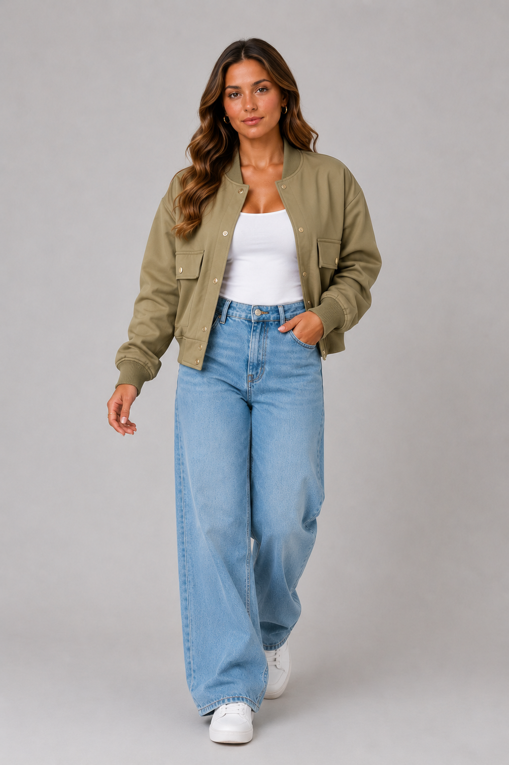 Women's Oversized Bomber Jacket – Button Front Casual Jacket