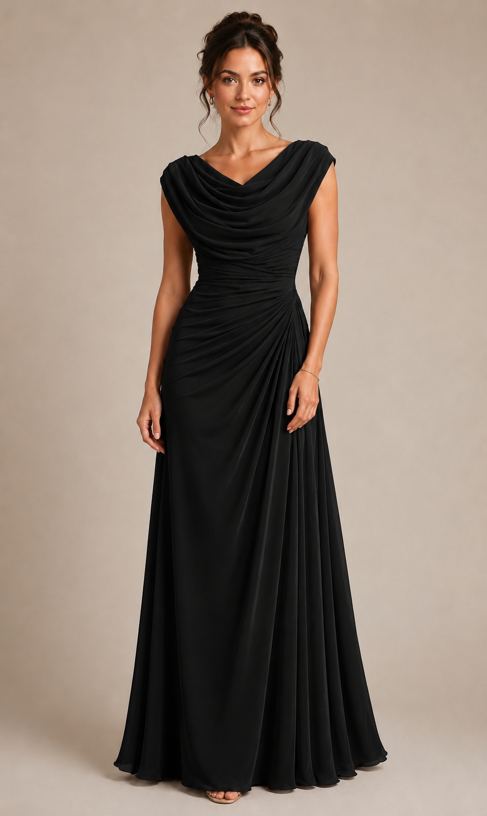 Women's Elegant Draped Maxi Dress for Weddings and Special Occasions