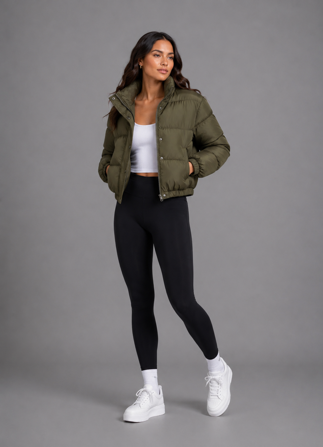 Women's Padded Quilted Cropped Bomber Jacket