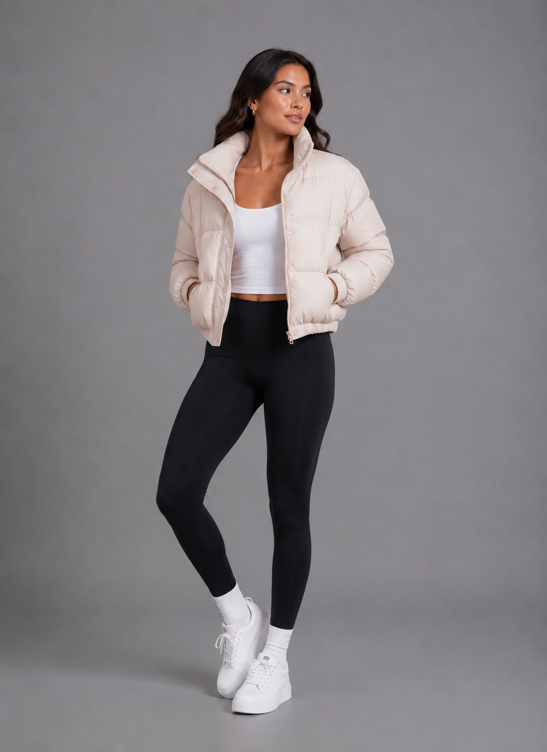 Women's Padded Quilted Cropped Bomber Jacket