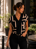 Women's Geometric Print Top Casual Chic Wear