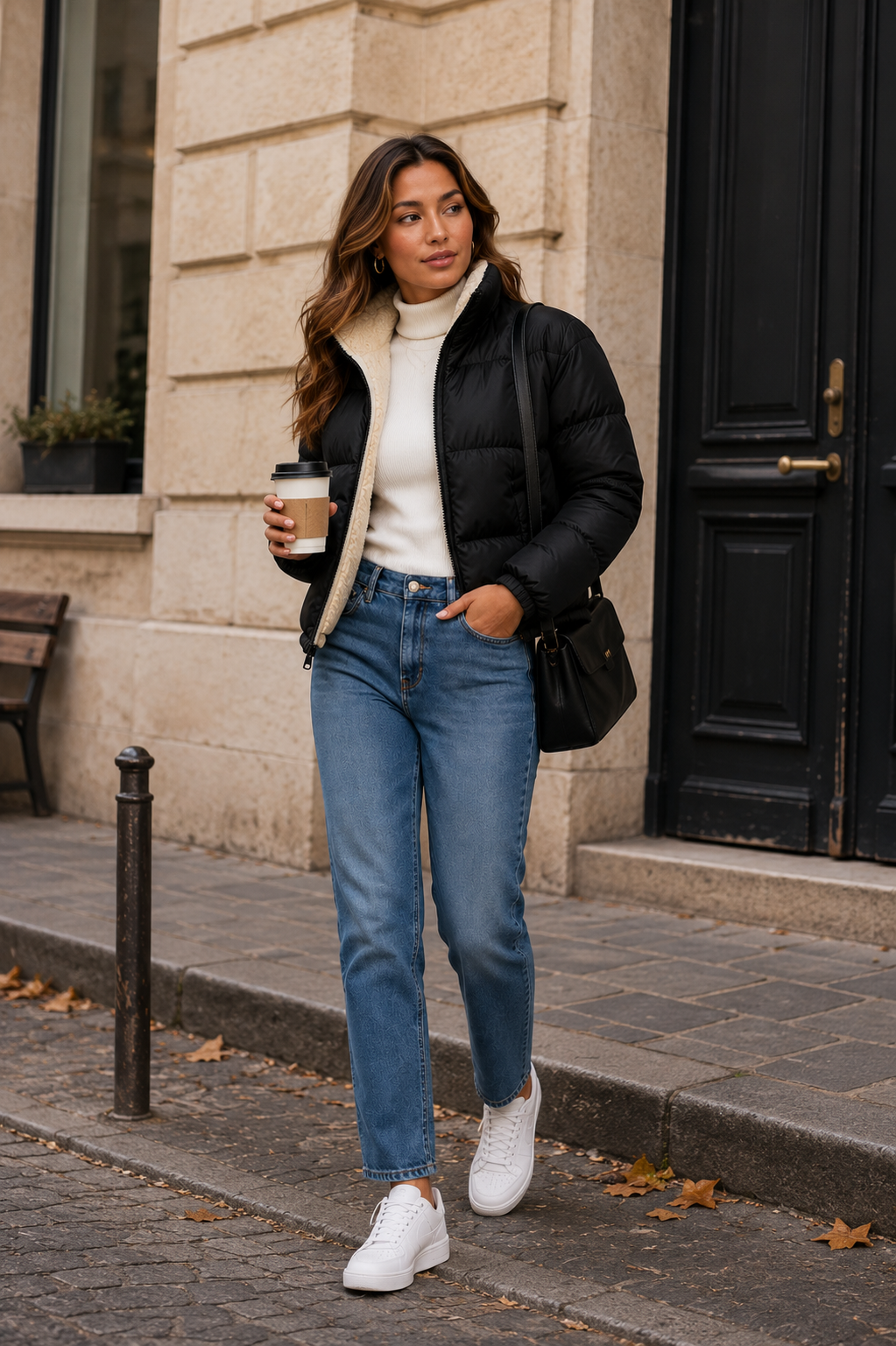 Women's Cropped Puffer Jacket – Quilted Padded Jacket with Fleece Lining