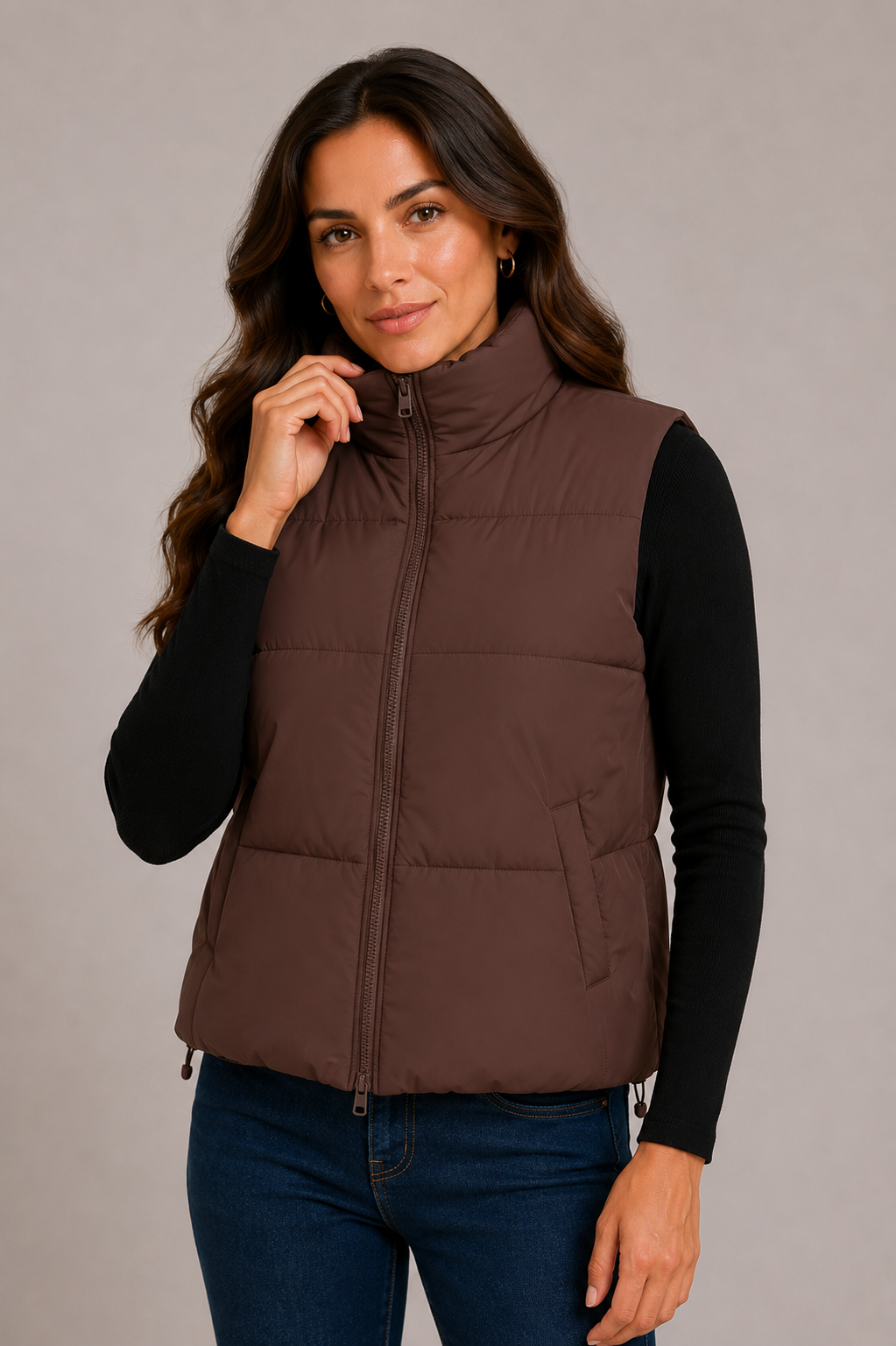 Women's Padded Gilet – Quilted Gilet with High Collar
