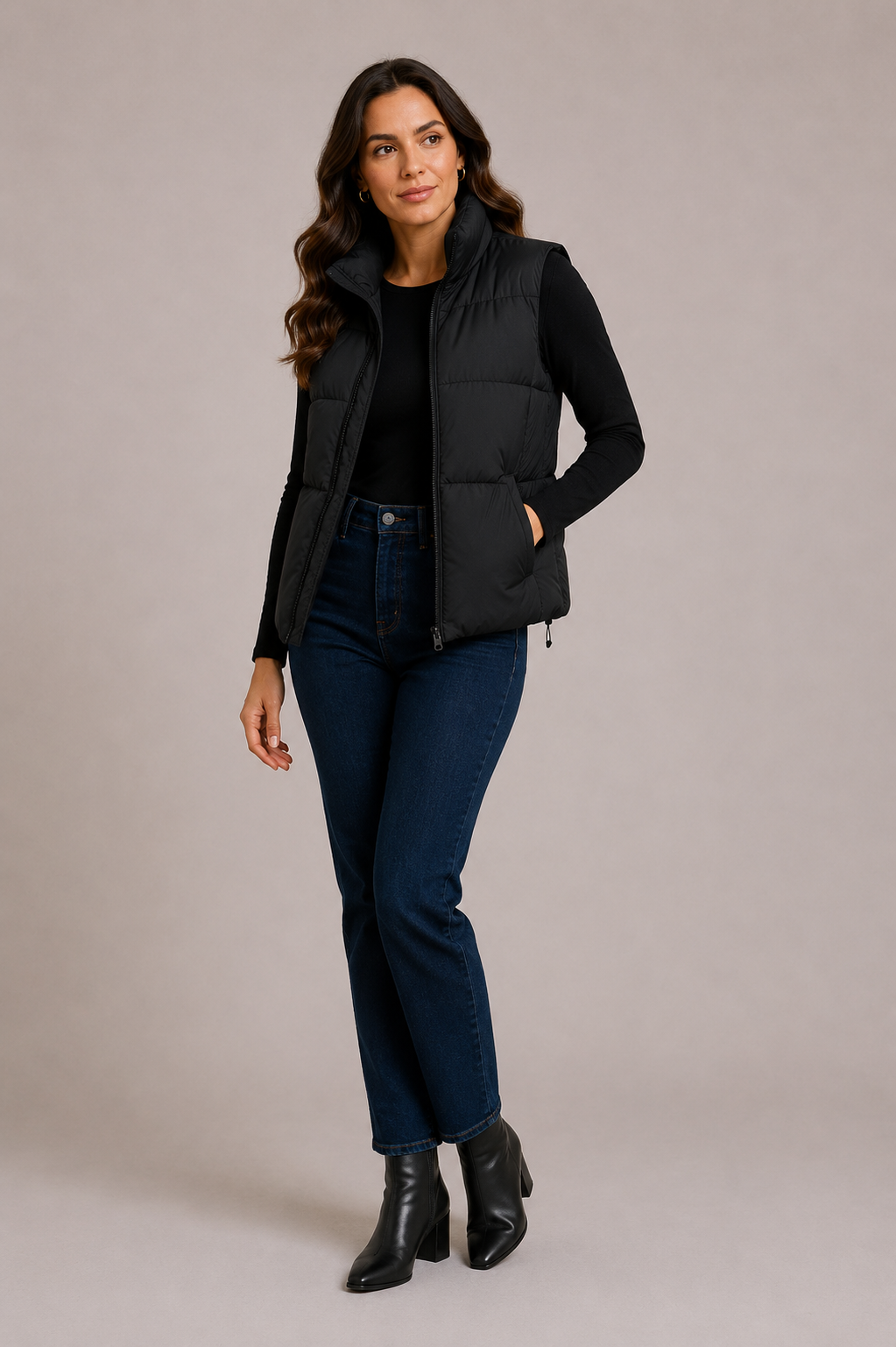 Women's Padded Gilet – Quilted Gilet with High Collar