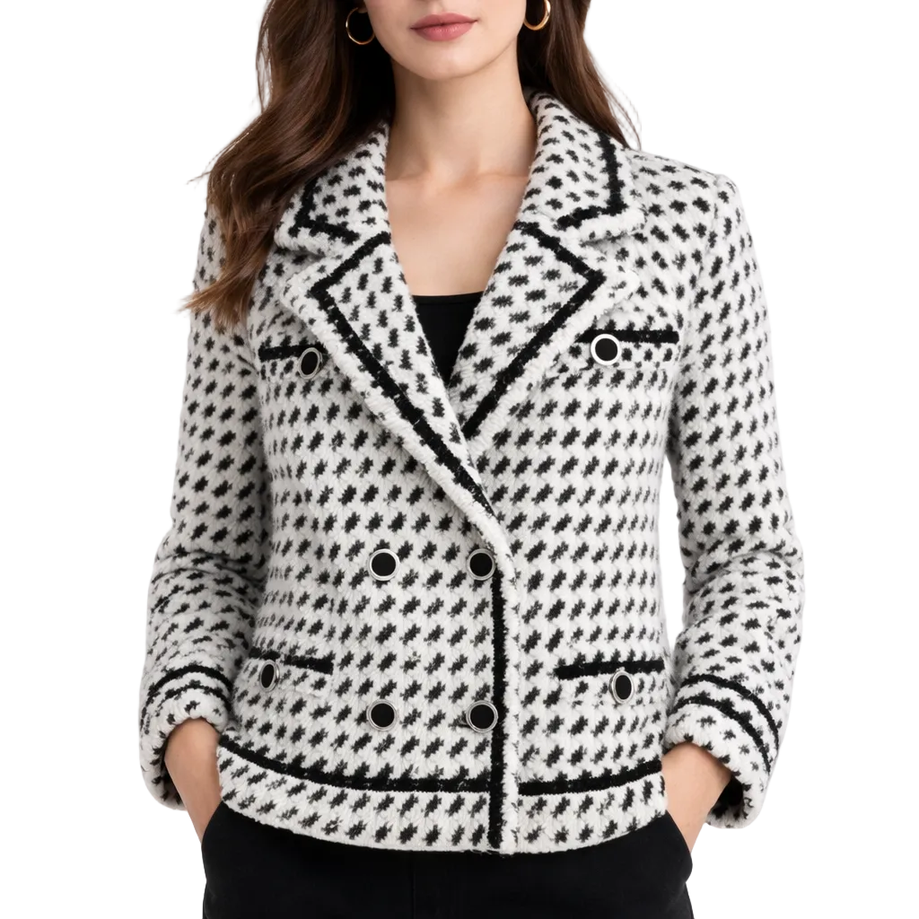Women's Classic Square Collar Wool Blend Coat