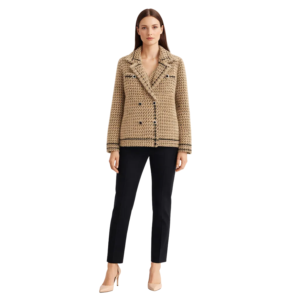 Women's Classic Square Collar Wool Blend Coat