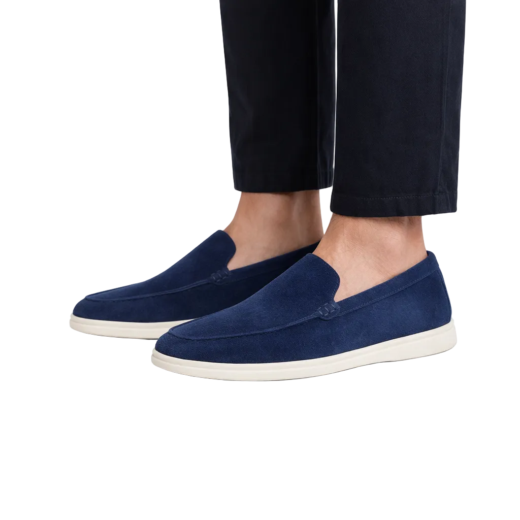 Men’s Signature Suede Driving Loafers Classic Pebble-Grip Moccasins